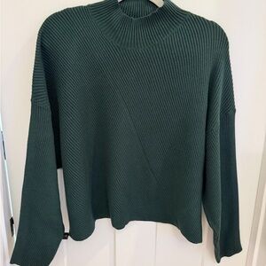 Maeve Green Ribbed Turtleneck Sweater